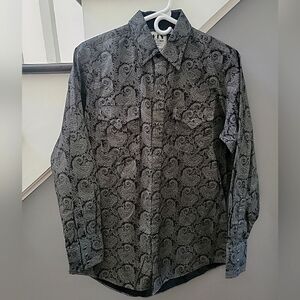 Ely Cattleman Mens Medium Paisley Long Sleeve Pearl Snap Western Shirt Cowboy